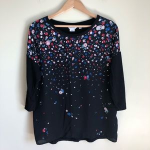 3/$30💚Reitmans black floral long sleeve shirt top size medium